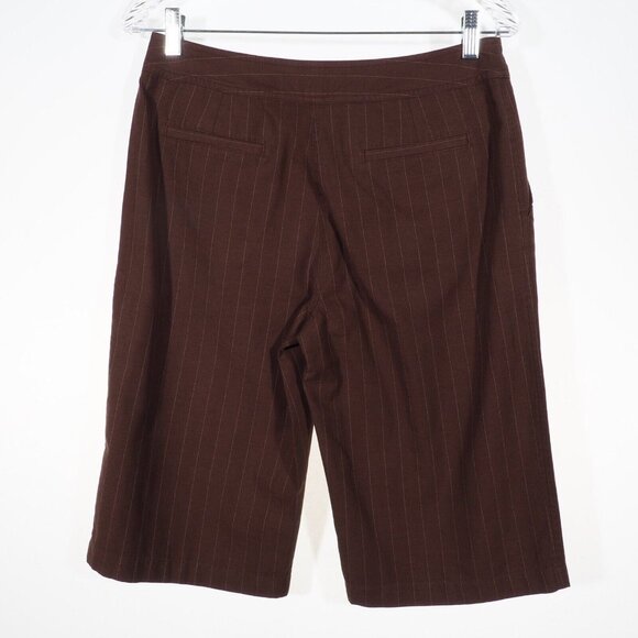 J Jill City Shorts Size 4 Womens Pinstripe Linen Blend Brown - Picture 3 of 5
